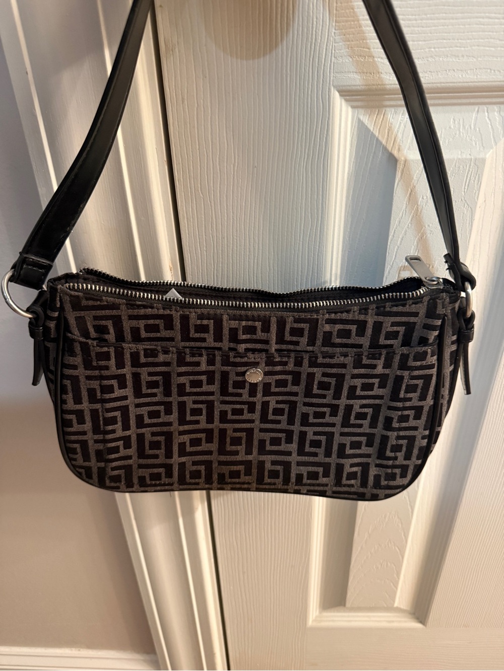 Monochrome Geometric Shoulder Bag - Unbranded